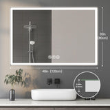 48*32in LED Framed Bathroom Vanity Mirror, Aluminum Frame with 45&deg Beveled Angle Beveled Lights, 3 W2709P268900