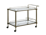 Aditya Mirrored & Antique Brass Finish Serving Cart B2726P448767