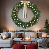 60in Pre-lit Christmas Wreath, Lighted Artificial Xmas Wreath with 220 Warm White Lights and 600 PVC 26045685