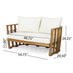 ZUN Outdoor Acacia Wood Loveseat and Coffee Table Set with Cushions, Teak, Beige 70457.00BGE