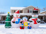 8FT Lighted Christmas Inflatable Decoration, Inflatable Snowman Family with JOY and Xmas Tree, Funny 17651821