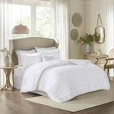 5 Piece Microfiber Ruffled Comforter Set White King B03596866