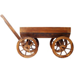 ZUN Wood Wagon Flower Planter Pot Stand W/Wheels Home Garden Outdoor Decor W465P180333