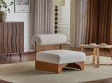 Modern Boucle Lounge Chair with Solid Wood Frame and Rolled Backrest, Soft and Durable Boucle N767P256409B