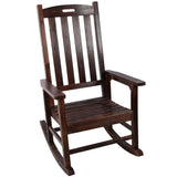 Wooden Oversized Porch Rocker Chair With Wide Seat and Tall Backrest,High Back Smooth Rocking Chairs 44949895