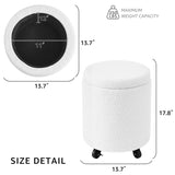 Storage Ottoman Foot Rest Round Footstool Teddy Velvet Footrest Multifunctional Rolling Stool Coffee 75414386