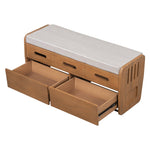 ZUN TREXM Rustic Storage Bench with 2 Drawers, Hidden Storage Space, and 3 False Drawers at the Top, WF323695AAN