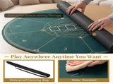 40" Round Foldable Poker Table Top Mat Non-Slip Rubber Base, Portable Casino-Grade Poker Mat 38344470