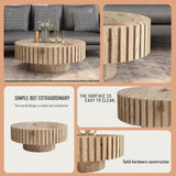 Modern minimalist circular coffee table 31.4'' with natural wood texture, stable and durable, W1727P251152