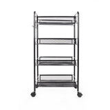 Exquisite Honeycomb Net Four Tiers Storage Cart with Hook Black 01157249