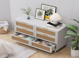 43.31"6-Drawers Rattan Storage Cabinet Rattan Drawer,for Bedroom,Living Room,White 94765252