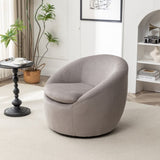 Winnie Modern Teddy Fabric Barrel Chair, 360&deg Swivel, Gray T2574P281444