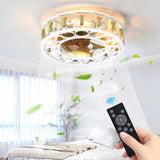 ZUN Caged Ceiling Fan with Lights Remote Control,Semi -embedded Modern Ceiling fans, 6 Speeds Reversible W1340119553