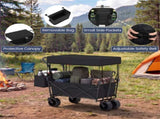 Foldable Utility Wagon,Adjustable Handle Outdoor Wagon, Puncture-Proof Wheels with Brakes, Removable 21094050