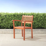 Caladesi Reddish Brown Wood Coastal Stackable Patio Armchair B093121215