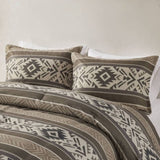 5 Piece Stripe Herringbone Comforter Set with Throw Pillows Brown Full/Queen B035P266667
