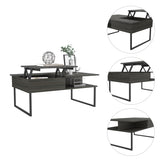 ZUN Carbon Espresso and Onyx 1-Shelf Lift Top Coffee Table B06280128