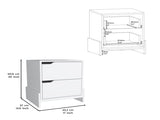 Nightstand with 2-Drawers, End Table with Sturdy Base, White B097120605