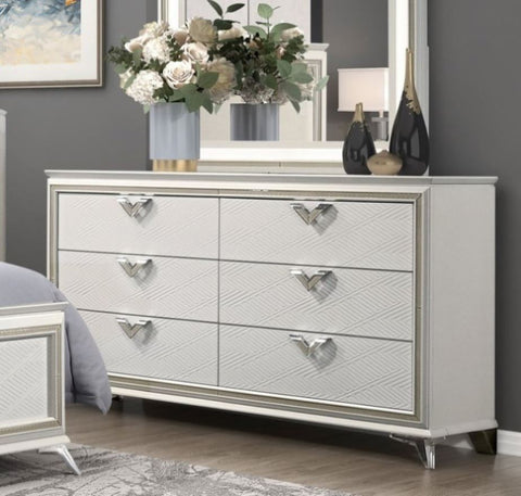 ZUN Antique White Finish Dresser of 6 Drawers Modern Luxury Bedroom Furniture 1pc B011P270974