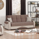 PrimeNest Yalise Collection Upholstered Convertible Sofabed with Storage, Brown B030P286547