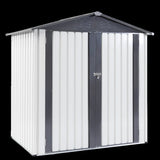 ZUN XWT014 Garden Metal Storage Shed Gray White 6x4x6ft outdoor storing tools Rainproof Hinge door W1711P154709