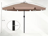 Brown 10ft Scalloped Patio Umbrella with PushButton Tilt, Vented Outdoor Market Parasol with Crank 60246374