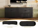 ON-TREND Farmhouse TV Stand with 2 Drawers for TVs Up to 70", Versatile Wood Grain Sideboard with N721P245732B