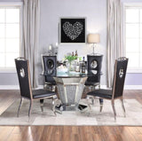 Black and Stainless Steel Side Chair with Cut-Out Back B062P215489