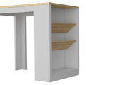 DeSoto Wine Storage Pedestal Kitchen Island White and Macadamia B062103262