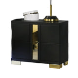 Black And Gold Trim 1pc Nightstand Bracketed Metal Legs Acrylic Trim Contemporary Bedroom Furniture B2741P325736