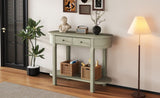 TREXM Elegant Retro Console Table with Curved Design Smooth Glaze for Entryways, Living Rooms N715P230796E