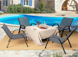 Gray 2 Pack Stackable Patio Dining Chairs, Ergonomic Steel Frame Breathable Fabric Outdoor Chairs 84632774