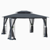 ZUN 13x10 Outdoor Patio Gazebo Canopy Tent With Ventilated Double Roof And Mosquito net 63372887