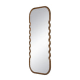 31.4x1.4x74" Oversized Wooden Floor Mirror with Unique Brown Frame W2078P201297