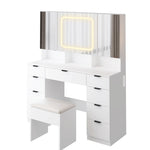 ZUN Large Vanity Table Set with 3 Opening Mirrors and LED Lights, Vanity Table with Full Storage Behind 92358029