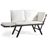 Outdoor Sofa, Woven Rattan Patio Furniture, Convertible Daybed or Double Chair with Adjustable 74062120