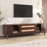 ZUN Rattan TV Stand for TVs up to 75'', Modern Farmhouse Media Console, Entertainment Center with Solid WF316663AAP