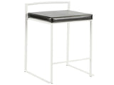 Fuji Contemporary Stackable Counter Stool in White with Black Faux Leather Cushion by LumiSource B202P222380