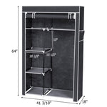 ZUN 64" Portable Closet Storage Organizer Wardrobe Clothes Rack with Shelves Gray 48294238