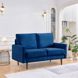 ZUN 57.1” Modern Decor Upholstered Sofa Furniture, Wide Velvet Fabric Loveseat Couch, Solid Wooden Frame B082111403