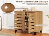 24" Farmhouse Shoe Cabinet with 2 Louvered Doors - 4-Tier Shelves, 3 Adjustable Layers 29651966