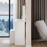 17" Round LED Mirror Vanity Table Soft Cushion Stool Suit, Large Mirror, Touch Switch, 3 colors, W3258P311347