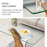 Rectangular Coffee Table.Tempered glass countertop, and artistic MDF legs,perfect for hosting W1151P216459