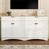 ON-TREND Farmhouse TV Stand with 2 Drawers for TVs Up to 70", Versatile Wood Grain Sideboard with N721P245732K