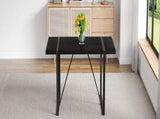 A 55-Inch minimalist retro rectangular dining table with a black textured top with Inset Rectangular W1151P378671