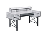 ZUN Antique White and Black 5-Drawer Computer Desk B062P209211