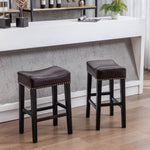 ZUN Furniture,Counter Height 26" Bar Stools for Kitchen Counter Backless Faux Leather Stools Farmhouse 81049528