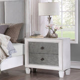 Two-tone Finish Nightstand with 2 Drawers, Rustic Gray and Weathered White B016P256550