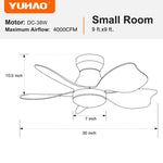 ZUN 30 In Small Kid's Ceiling Fan Lighting with Remote Control for Small Children Room 07693757