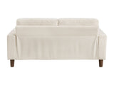 Modern Contemporary Beige Corduroy Upholstered Loveseat Comfortable Cushion Solid Wood Living Room B011P359659